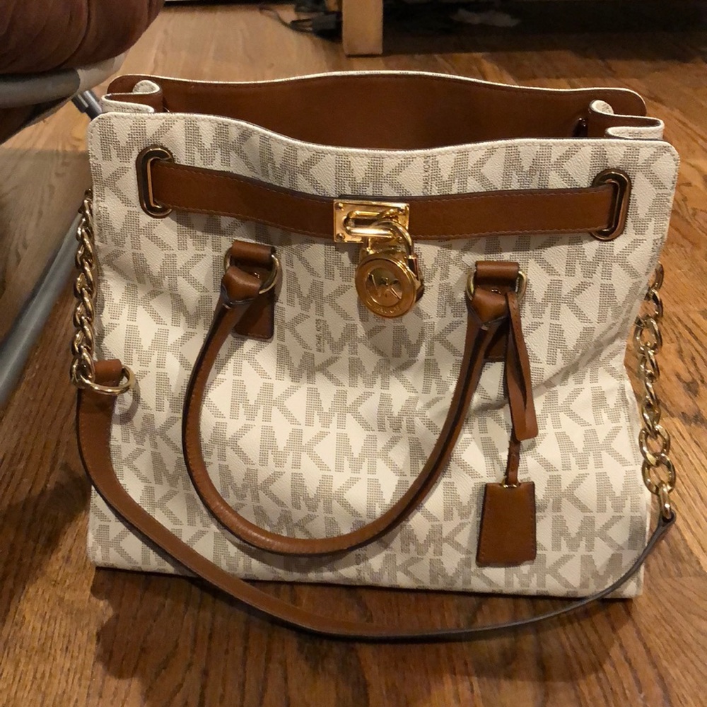 Michael Kors Hamilton Monogram Tote-Vanilla White